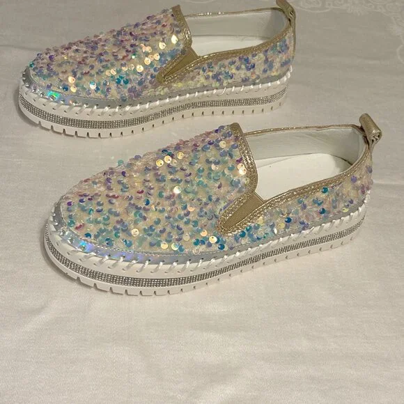 Iridescent sequin slip-on platform sneakers - Picture 1 of 5